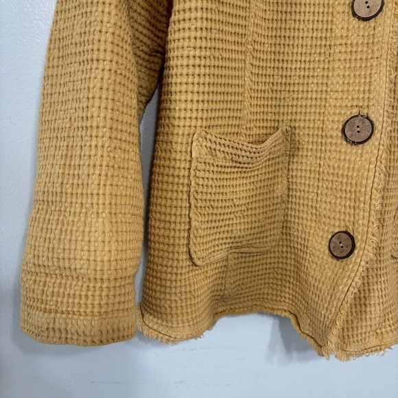 Focus 100% Cotton Yellow Tweed Jacket Size M - Picture 3 of 7